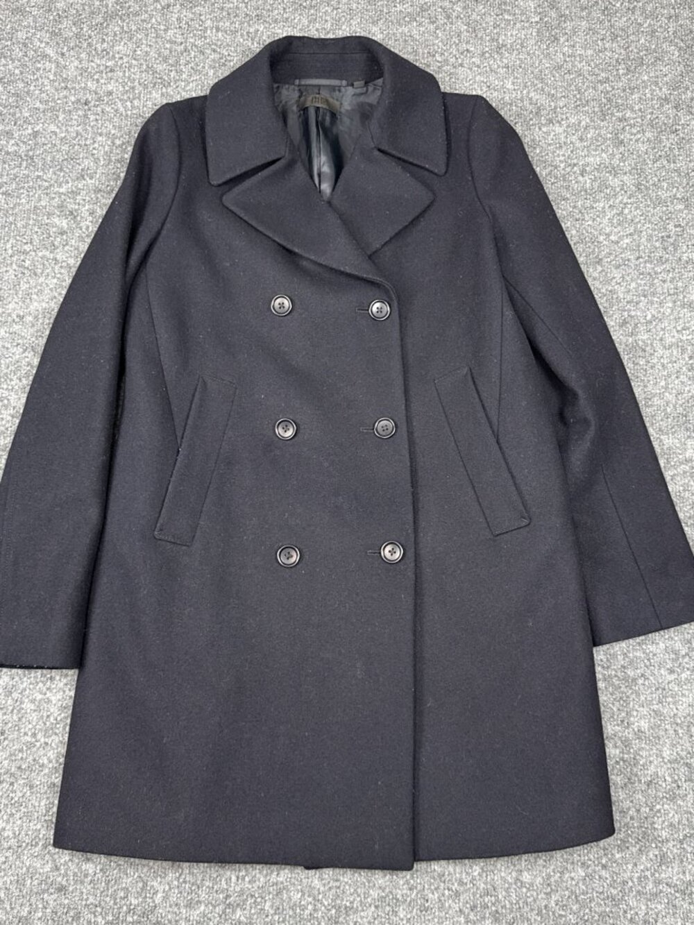 Uniqlo Wool Pea Coat Women S Double Breasted Mid Length Black